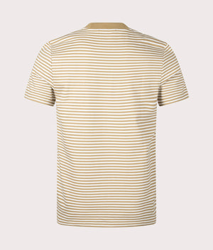 Fred Perry Fine Stripe Heavy Weight T-Shirt Snow White and White Stone Back Shot EQVVS