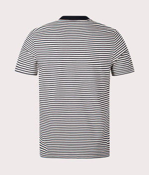 Fred Perry Fine Stripe Heavy Weight T-Shirt Black and Oatmeal Back Shot at EQVVS