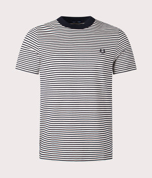 Fred Perry Fine Stripe Heavy Weight T-Shirt Black and Oatmeal Front Shot at EQVVS