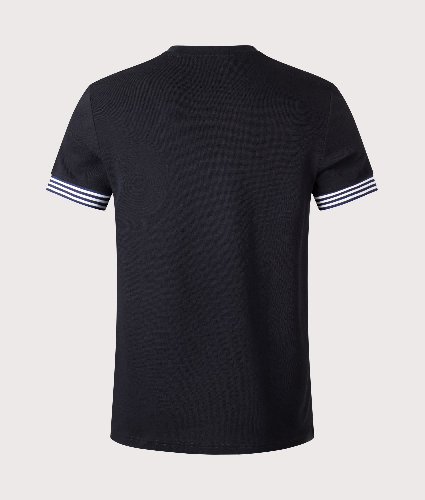 Striped Cuff T-Shirt in Black | 100% Cotton | Fred Perry | EQVVS | Back shot 