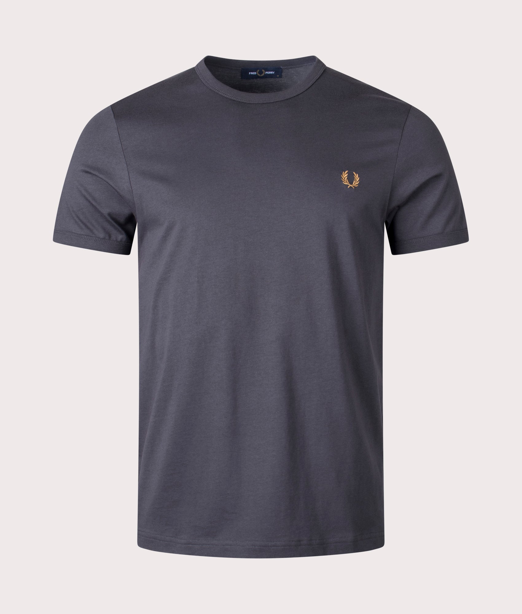 Fred Perry Ringer T-Shirts Anchor Grey/Dark Caramel  Shot EQVVS