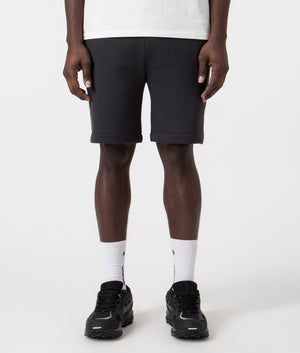 Fred Perry Taped Sweat Short in Anchor Grey/Black with side taping detail.  Front angle shot at EQVVS.