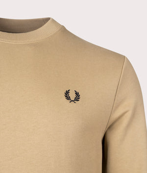 Crew Neck Sweatshirt in Warm Stone/Black | Fred Perry | EQVVS logo shot
