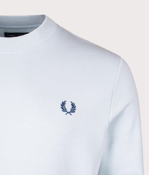 Crew Neck Sweatshirt in Light Ice by Fred Perry. EQVVS Detail Shot.