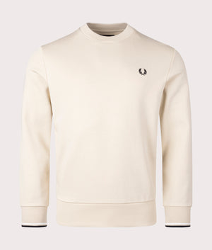 Crew Neck Sweatshirt in Oatmeal | Fred Perry | EQVVS front shot