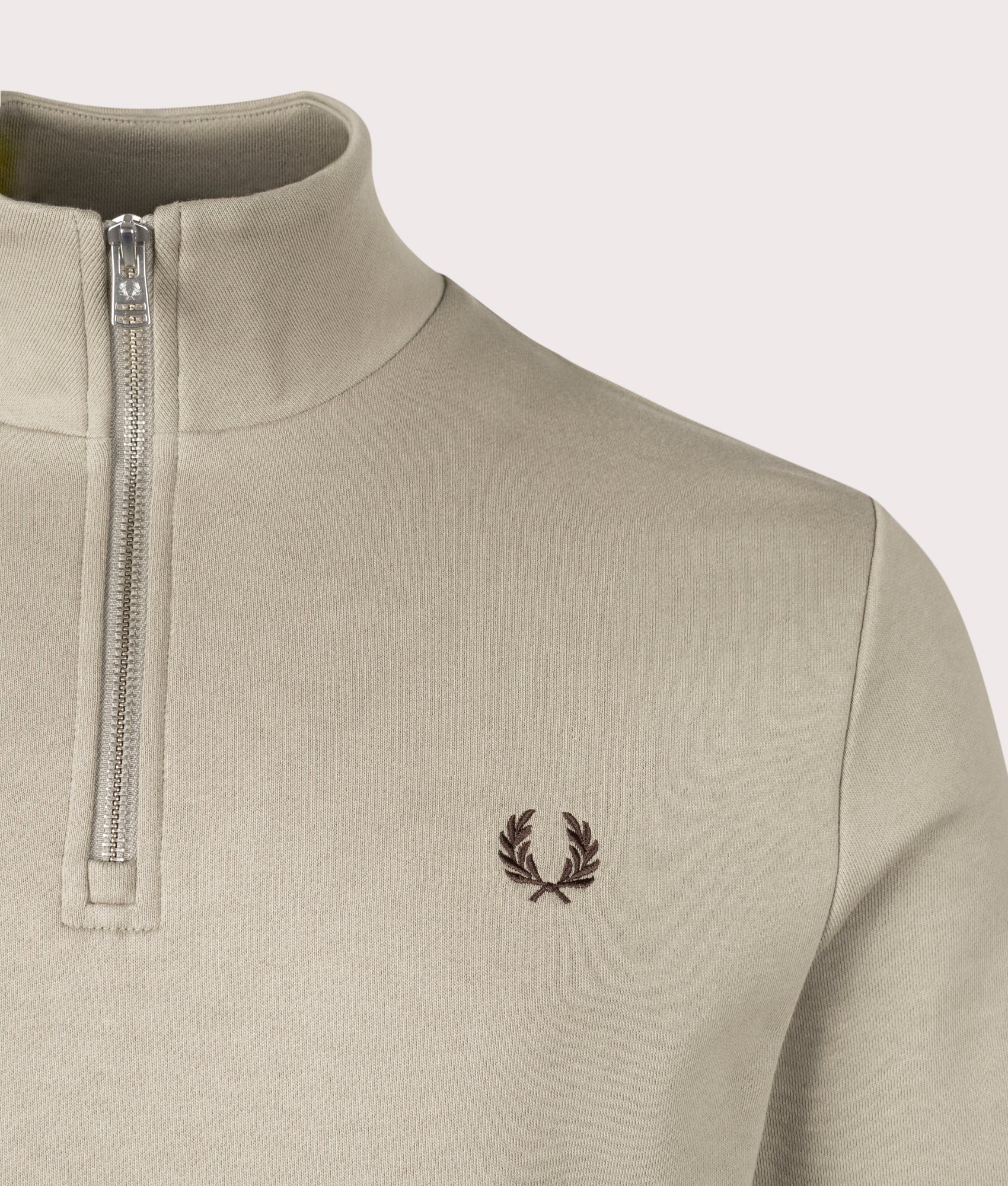 Quarter Zip Sweatshirt Warm Grey & Carrington Road Brick | Fred Perry