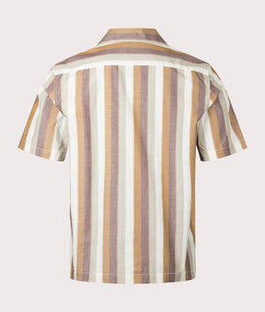 Fred Perry Ombre Stripe Revere Collar Short Sleeve Shirt in Dark Caramel Back Shot at EQVVS