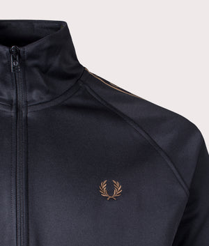 Contrast Tape Track Top in Black/Warm Stone | Fred Perry | EQVVS logo shot
