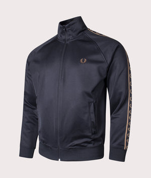Contrast Tape Track Top in Black/Warm Stone | Fred Perry | EQVVS angle shot