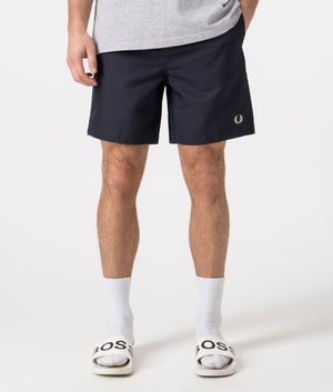 Fred Perry Classic Swim Shorts in Navy Front Shot at EQVVS