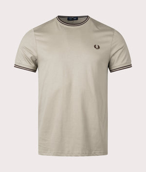 Fred Perry Twin Tipped T-Shirt Warm Grey/Carrington Road Brick Front Shot EQVVS