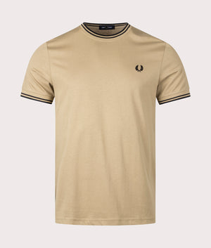 Fred Perry Twin Tipped T-Shirt Warm Stone/Black Front Shot EQVVS