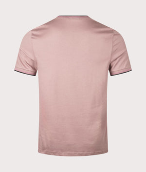 Twin Tipped T-Shirt in Dark Pink/Black by Fred Perry. EQVVS Back Angle Shot.