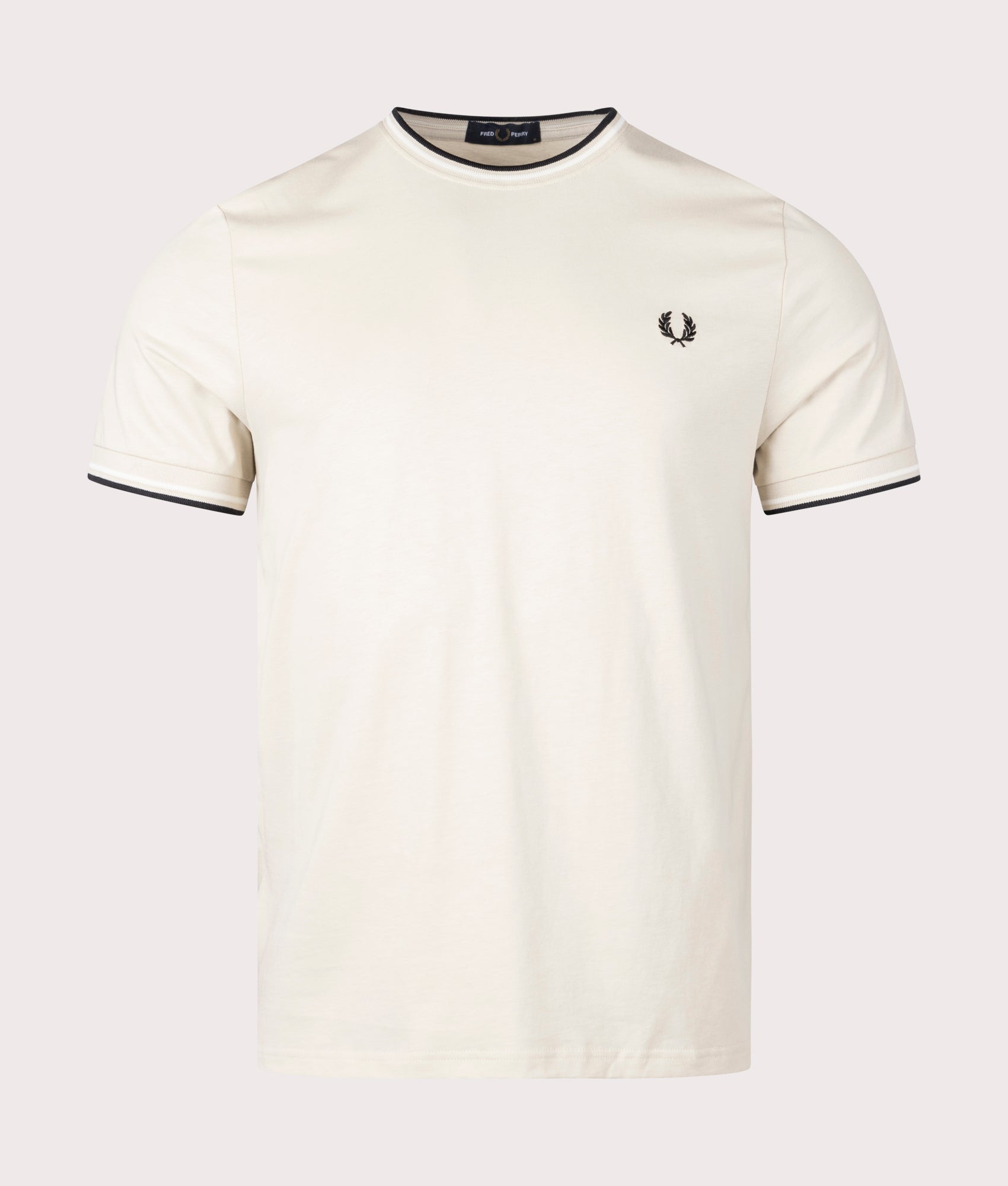 Fred Perry Twin Tipped T-SHirt Oatmeal/Ecru/Black Front Shot EQVVS