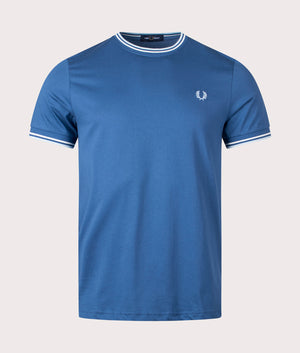 Fred Perry Twin Tipped T-Shirt Midnight Blue/Ecru/Light Ice Front Shot EQVVS
