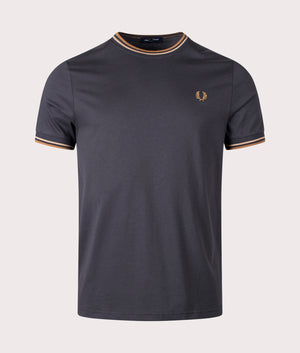 Fred Perry Twin Tipped T-Shirt Anchor Grey/Warm Stone/Dark Caramel Front Shot EQVVS
