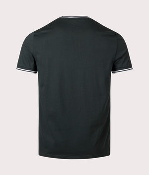 win Tipped T-Shirt in Night Green by Fred Perry. EQVVS Back Angle Shot.