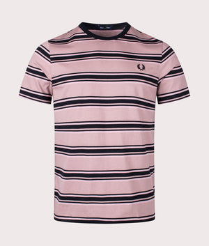 Fed Perry Stripe T-Shirt in Dark Pink/Dusty Rose/Black Front Shot EQVVS
