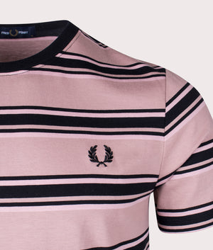 Fed Perry Stripe T-Shirt in Dark Pink/Dusty Rose/Black Detail Shot EQVVS