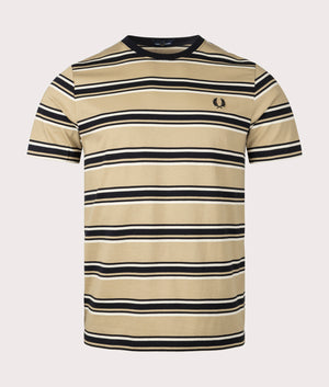 Fred Perry Stripe T-Shirt Warm Stone/Oatmeal Front Shot EQVVS