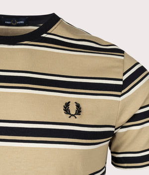 Fred Perry Stripe T-Shirt Warm Stone/Oatmeal Detail Shot EQVVS