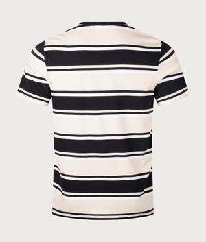 Bold Stripe T-Shirt in Oatmeal/Black by Fred Perry. EQVVS Back Angle Shot.