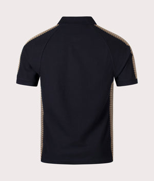 Fred Perry Honeycomb Taped Polo Shirt in Black Back Shot EQVVS