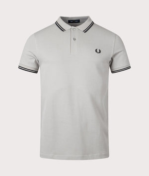 Fred Perry Twin Tipped Shirt Limestone and Black Front Shot at EQVVS