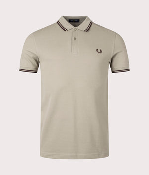 Fred Perry Twin Tipped Fred Perry Shirt in Warm Grey and Carrington Brick Road Front Shot EQVVS