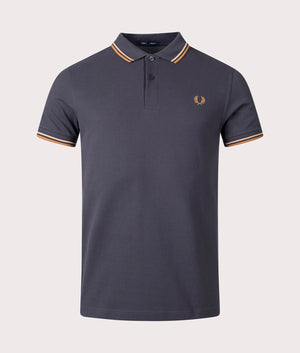 Fred Perry Twin TIpped Shirt Anchor Grey/Warm Stone/Dark Caramel Front Shot EQVVS