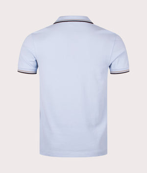 Twin Tipped Polo Shirt in Light Smoke by Fred Perry. EQVVS Back Angle Shot.