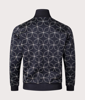 Fred Perry Geometric Print Track Top Black Back Shot EQVVS