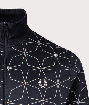 Fred Perry Geometric Print Track Top Black Detail Shot EQVVS