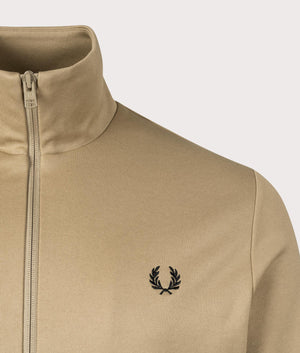 Fred Perry Tape Detail Track Top in Warm Stone Detail Shot EQVVS