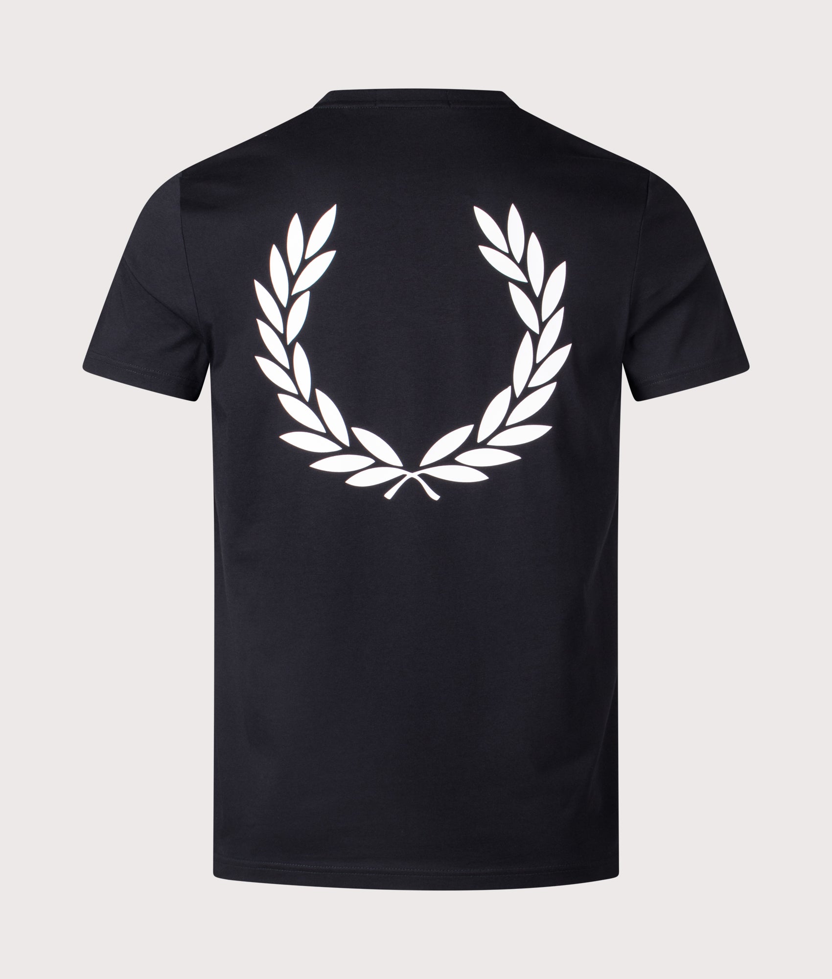Fred Perry Rear Powder Laurel Graphic T-Shirt in Black, 100% Cotton in Black. Back shot. 