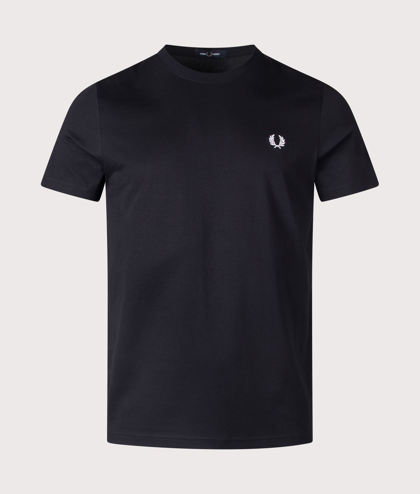 Fred Perry Rear Powder Laurel Graphic T-Shirt in Black, 100% Cotton in Black. Front shot. 