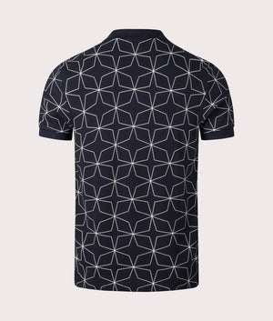 Fred Perry Geometric Fred Perry Polo Shirt in Black Back Shot at EQVVS