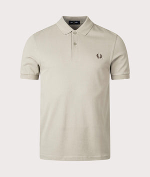 Plain Fred Perry Shirt in Warm Grey by Fred Perry. EQVVS Front Angle Shot.
