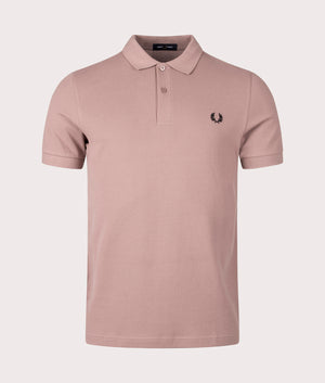 Plain M6000 Polo Shirt in Dark Pink by Fred Perry. EQVVS Front Angle Shot.