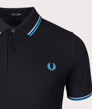 【FRED PERRY】Twin Tip Fred Perry Shirt - Runaway Bay Fred Perry - Twin Tipped Black/Runaway Bay Ocean - Polo