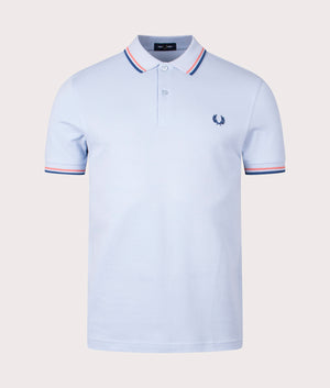 Twin Tipped Fred Perry Shirt in Light Smoke by Fred Perry. EQVVS Front Angle Shot.