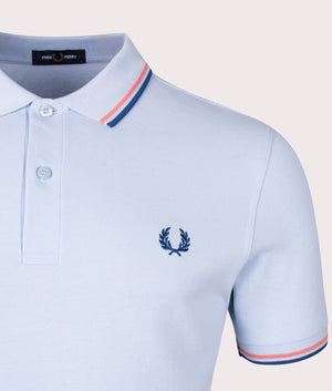 Twin Tipped Fred Perry Shirt in Light Smoke by Fred Perry. EQVVS Detail Shot