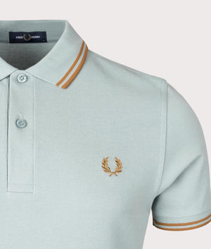 Twin Tipped Fred Perry Polo Shirt in Silver Blue. EQVVS Detail Shot