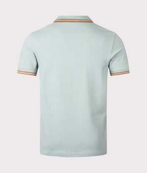Twin Tipped Fred Perry Polo Shirt in Silver Blue. EQVVS Back Angle Shot