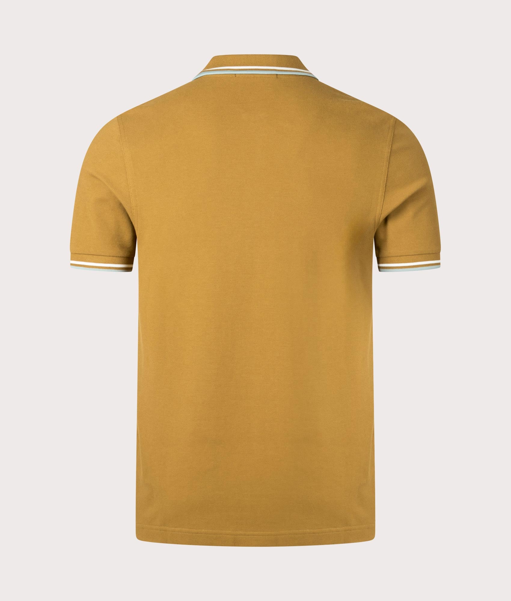 Twin Tipped Fred Perry Shirt in Dark Caramel by Fred Perry. EQVVS Back Angle Shot.