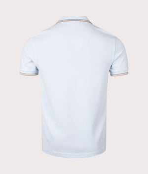 Twin Tipped Fred Perry Polo Shirt in Light Ice. EQVVS Back Angle Shot.