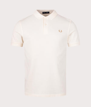Plain Fred Perry Polo Shirt in Ecru. EQVVS Front Angle Shot.