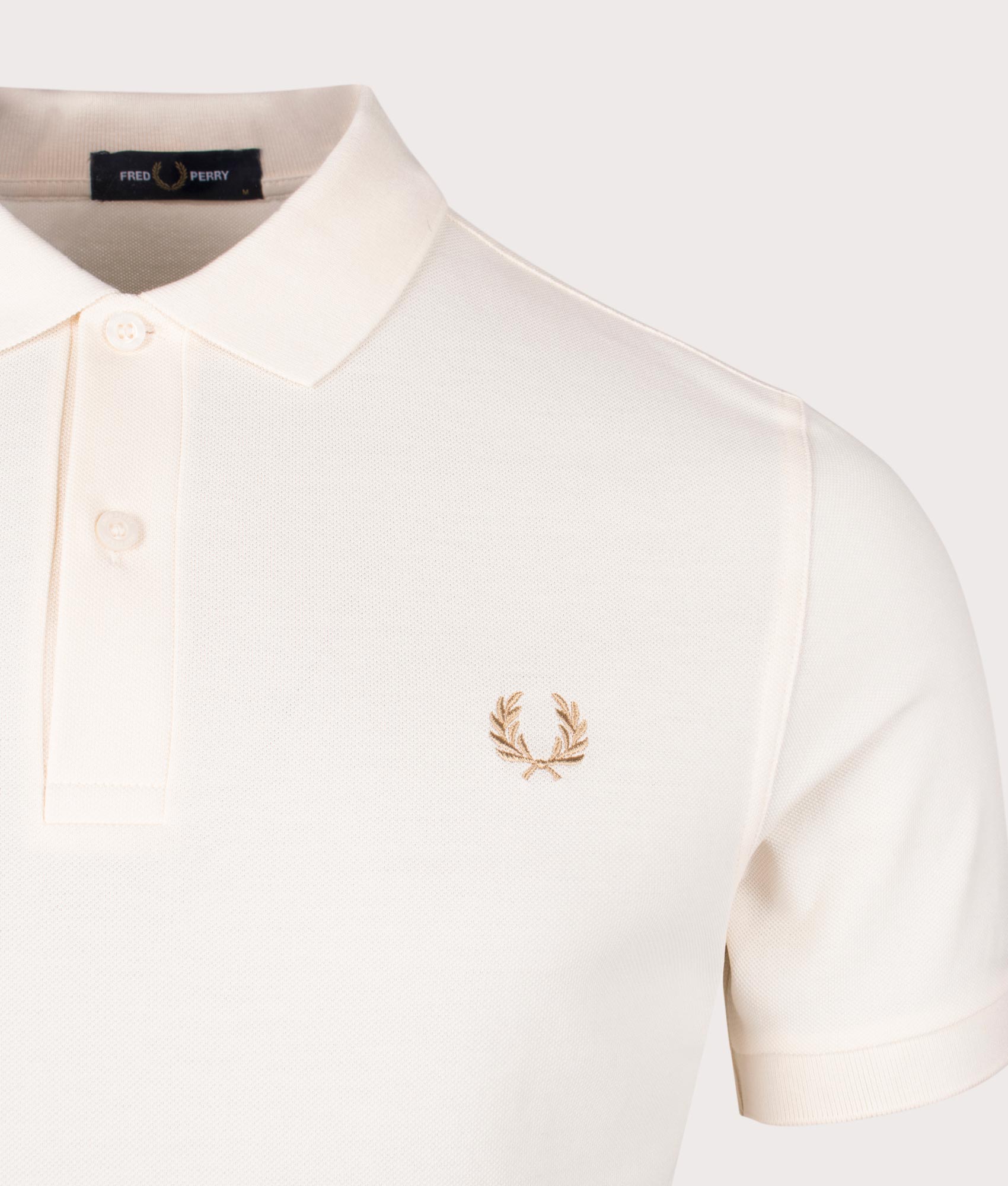 Plain Fred Perry Polo Shirt in Ecru. EQVVS Detail Shot.