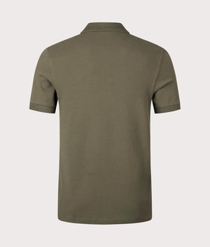 Plain Fred Perry Shirt in Uniform Green by Fred Perry. EQVVS Back Angle Shot.