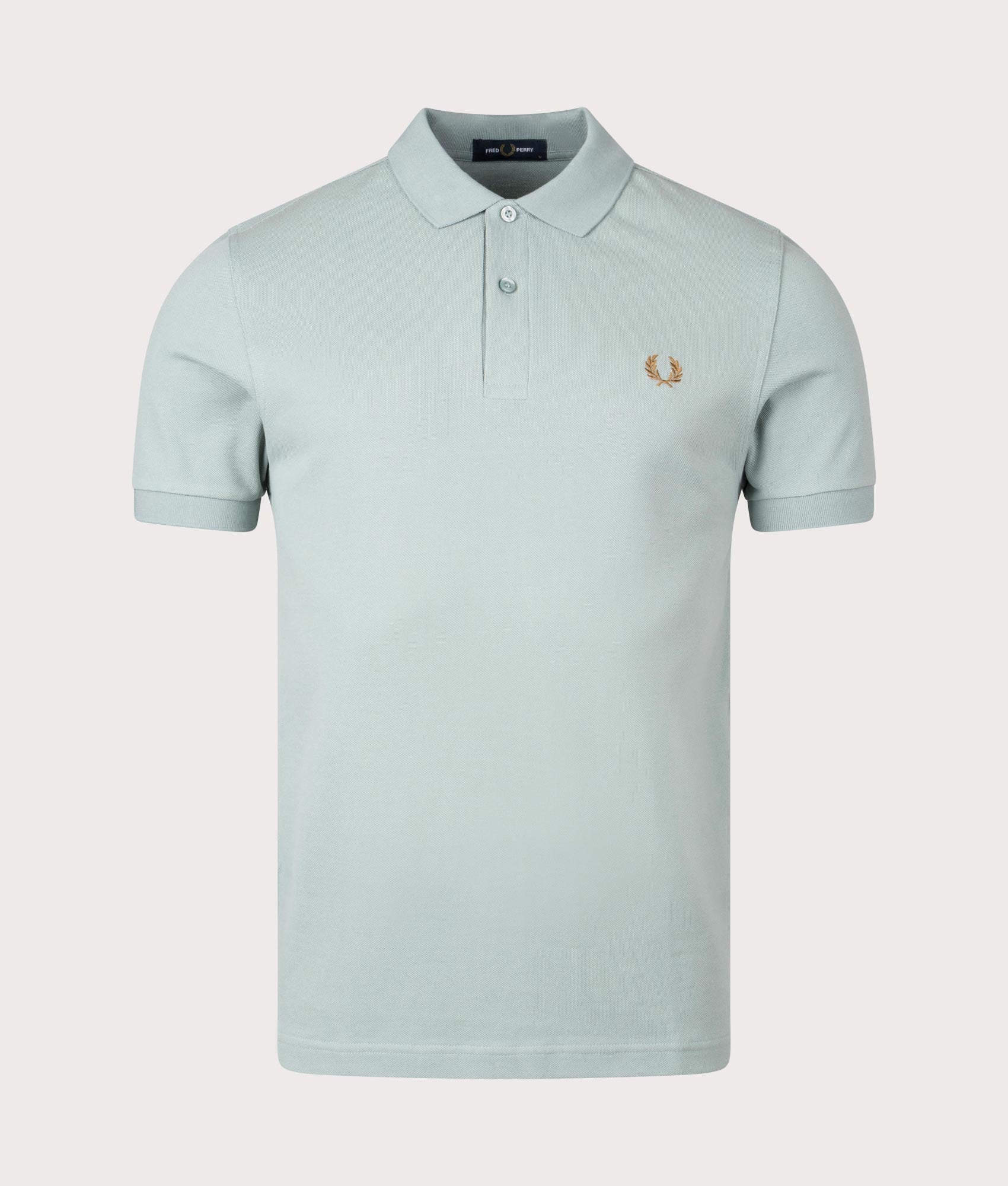 Plain Fred Perry Shirt in Silver Blue. EQVVS Front Angle Shot.